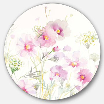 Shabby Flower IV - Floral Round Metal Wall Art
